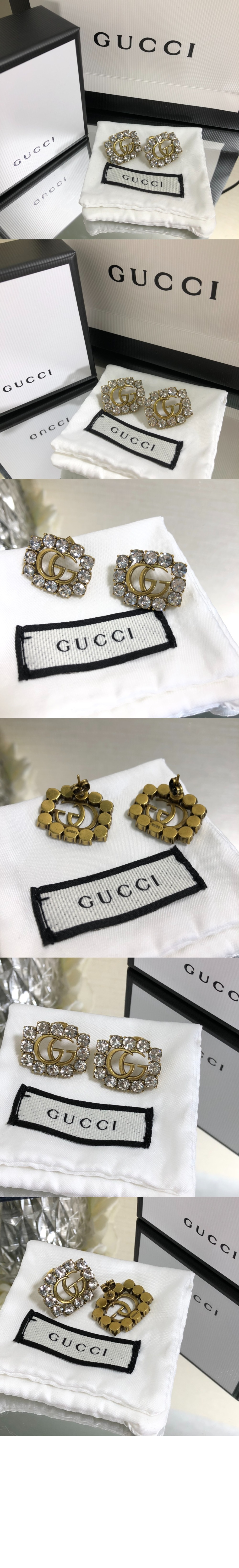 크리스털 더블 G 귀걸이 605779