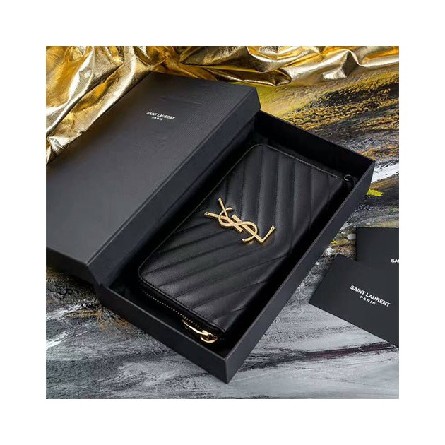 SAINT LAURENT 생로랑 마틀라쎄 모노그램 지퍼 어라운드 지갑 358094