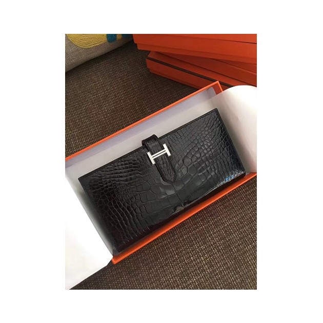 HERMES 에르메스 베안 장지갑 크로커다일