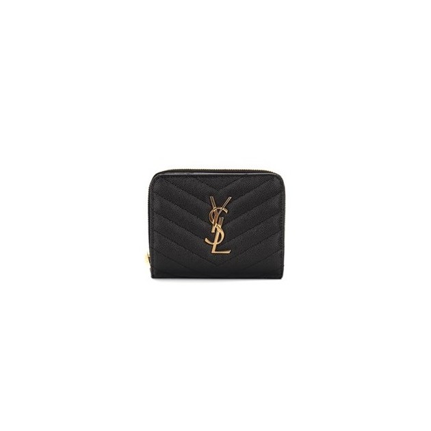 SAINT LAURENT 생로랑 캐비어 컴팩트 반지갑 (금장/은장)