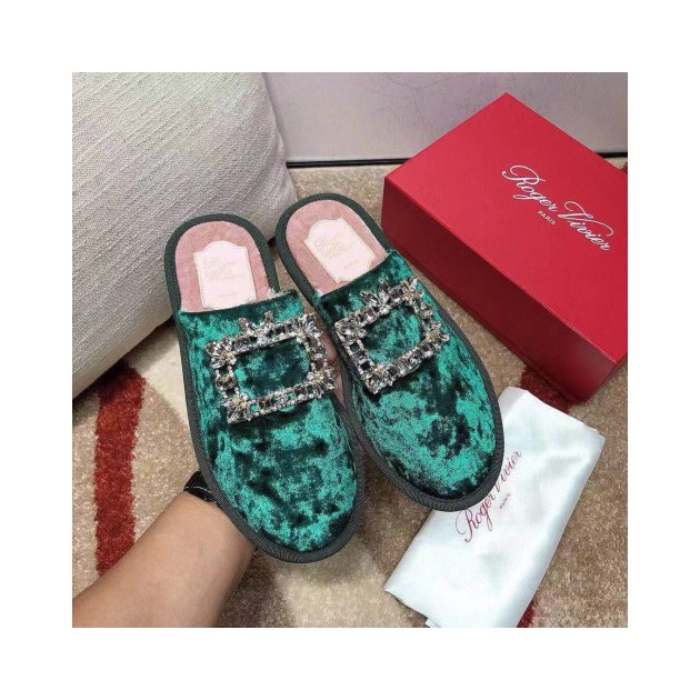 ROGER VIVIER 로저비비에 호텔 비비에 크리스탈 버클 벨벳 슬리퍼 이지아