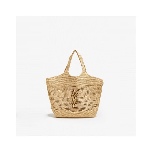 SAINT LAURENT 생로랑 여성 라피아 크로셰 쇼퍼백