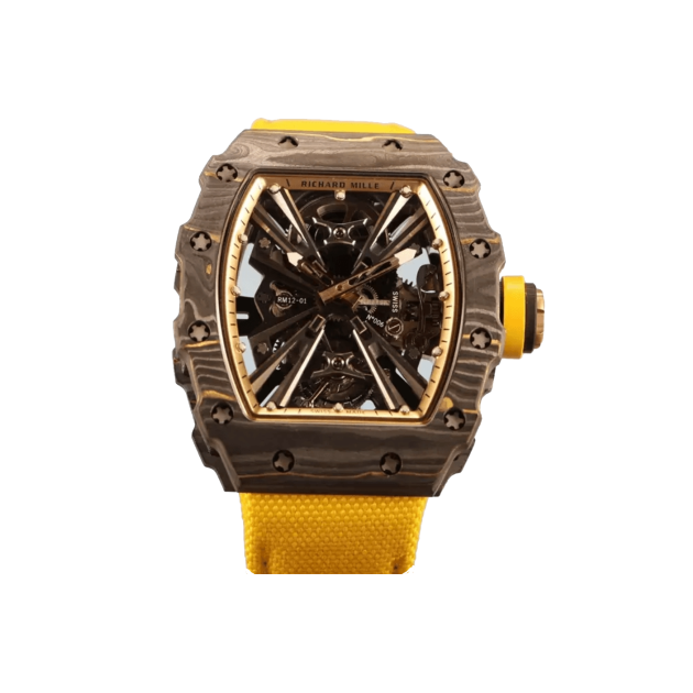 RICHARD MILLE 리차드밀 뚜르비옹 블랙 카본 옐로우 우븐스트랩 RM12-01