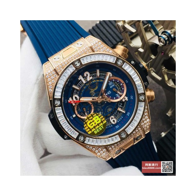 HUBLOT 위블로 빅뱅 유니코 킹골드 블루 풀다이아
