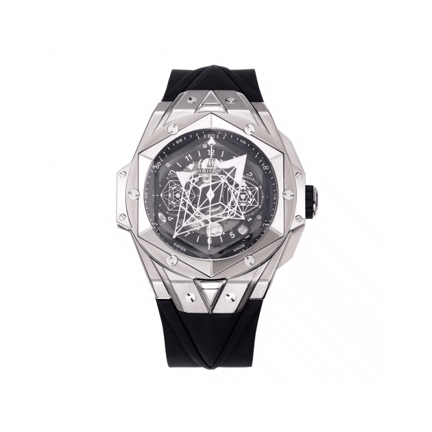 HUBLOT  위블로 빅뱅 상 블루 킹 크로노 실버 블랙 스트랩 418.NX.1107.RX.MXM1