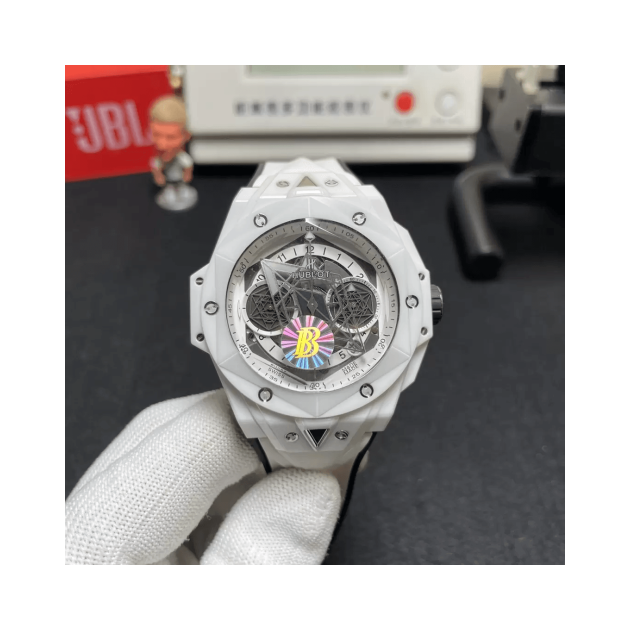 HUBLOT 위블로 빅뱅 상 블루 킹 크로노 세라믹 화이트 스트랩 418.NX.1107.RX.MXM1