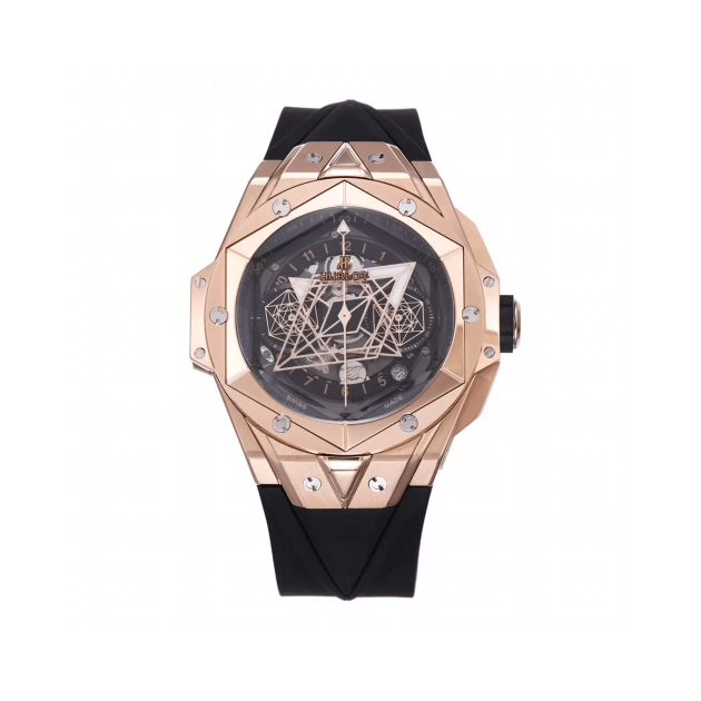 HUBLOT 위블로 빅뱅 상 블루 킹 크로노 골드 블랙 스트랩 418.OX.1108.RX.MXM19