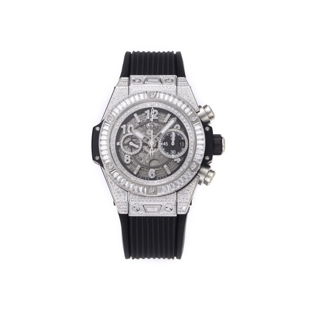 HUBLOT 위블로 빅뱅 유니코 킹 스틸 풀 바게트 다이아 세팅 44mm 421.NX.1170.RX.170
