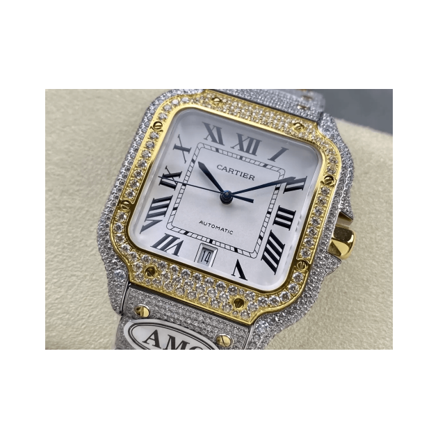 CARTIER 까르띠에 산토스 버스트다운 40mm 흰판 콤비
