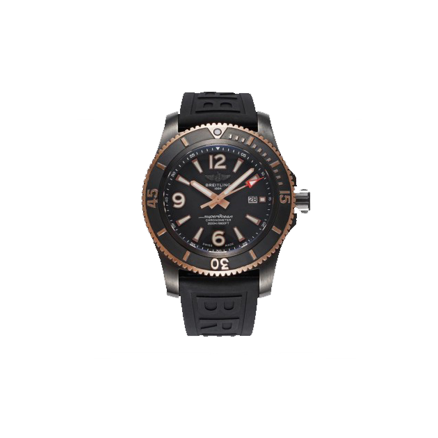 BREITLING 브라이틀링 슈퍼오션 블랙 로즈골드 러버밴드 46mm