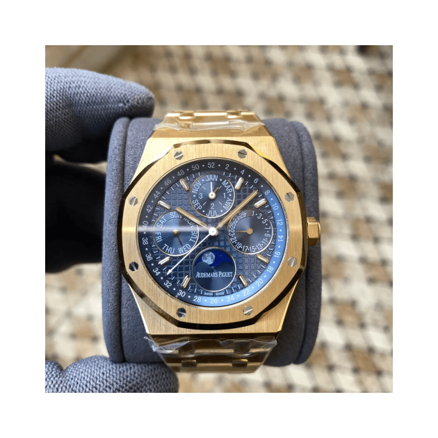 AUDEMARS PIGUET 오데마피게 로얄오크 퍼페추얼 캘린더 금통 블루 다이얼 26574