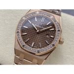 AUDEMARS PIGUET 오데마피게 로얄오크 브라운 다이얼 금통 다이아 베젤 33mm 여성용