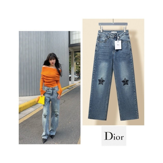 DIOR 디올 포인트 자수 컷팅 스트레이트 팬츠