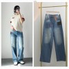 LOUIS VUITTON 루이비통 모노그램 가죽 로고 포인트 워싱 데님