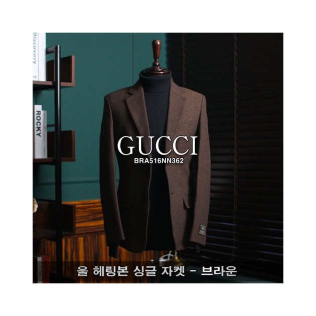 GUCCI 구찌 울 헤링본 싱글 자켓