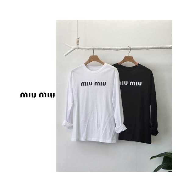 MIUMIU 미우미우 나염 레터링 긴팔티 2COLOR