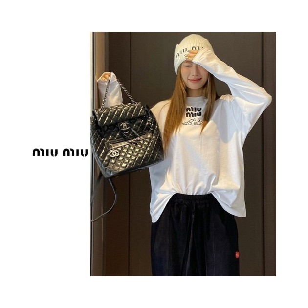 MIUMIU 미우미우 자수 저지 긴팔티 2COLOR