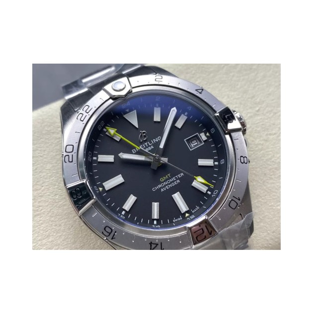 BREITLING 브라이틀링 어벤저 오토매틱 GMT44 1:1 베스트 에디션 블랙 다이얼 44mm