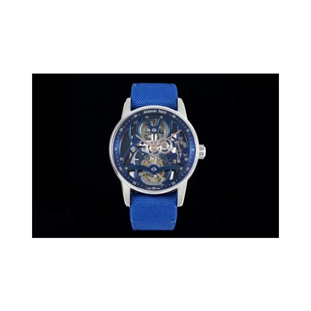 AUDEMARS PIGUET 오데마피게 코드 11.59 스켈레톤 투르비용 블루 나일론 스트랩