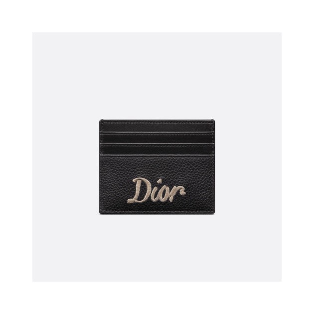 DIOR 디올 리본 로고 카드홀더 곡면 소가죽 2ESCH