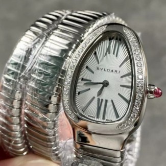 BULGARI 불가리 세르펜티 투보가스 실버 다이아몬드 화이트다이얼 103819