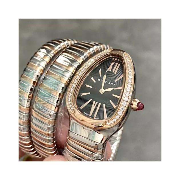BULGARI 불가리 세르펜티 투보가스 로즈골드 다이아몬드 블랙다이얼 102680