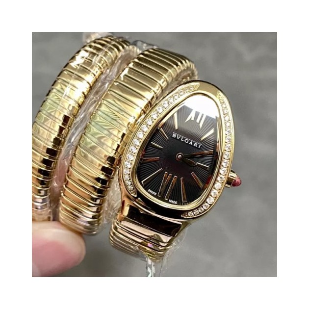 BULGARI 불가리 세르펜티 투보가스 골드 다이아몬드 블랙다이얼 103002