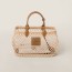 MIUMIU 미우미우 가죽 트리밍 우븐 패브릭 핸드백 5BA285