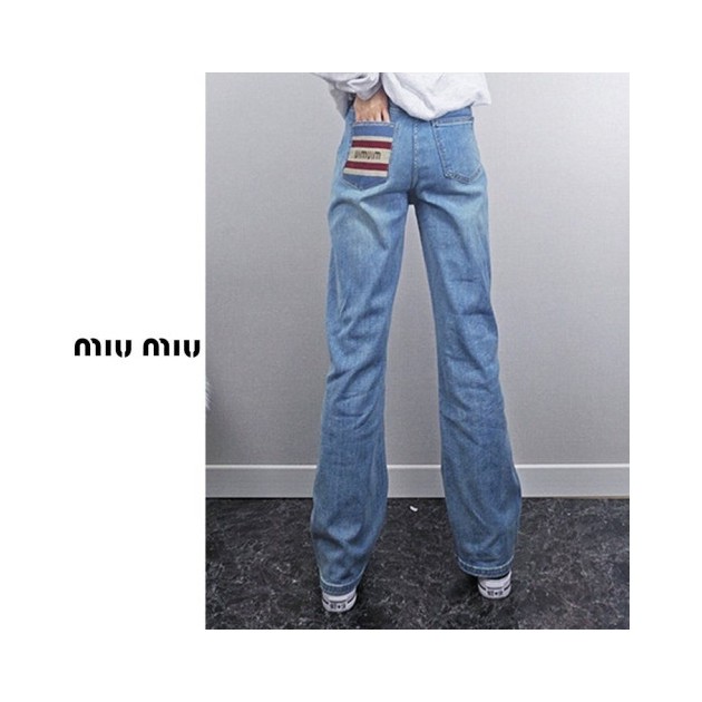 MIUMIU 미우미우 이선패치 와이드 엘라 청PT