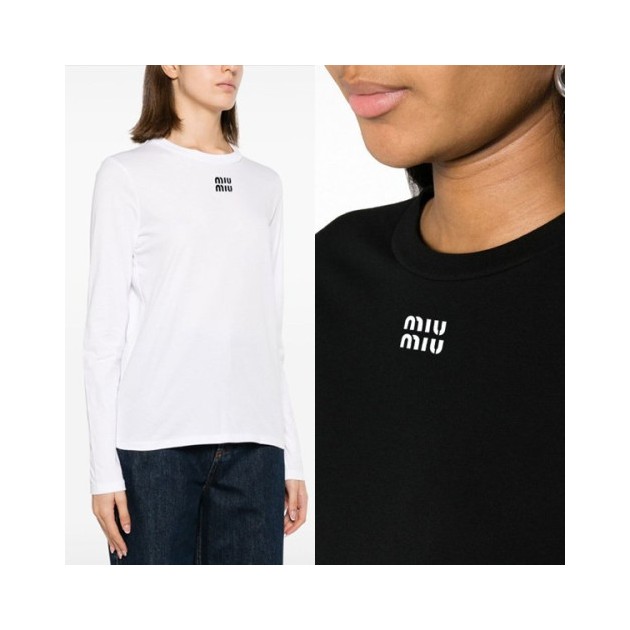 MIUMIU 미우미우 센터로고 티셔츠