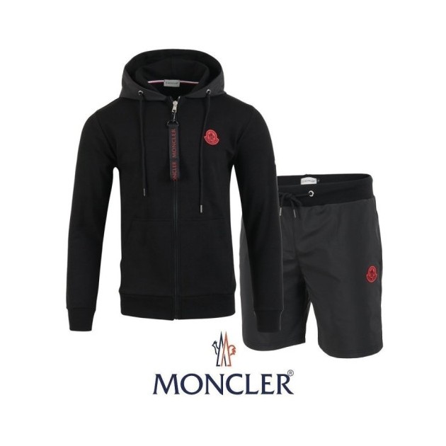 MONCLER 몰글레어 레드패치 후드집업 & 우븐 반바지 셋트