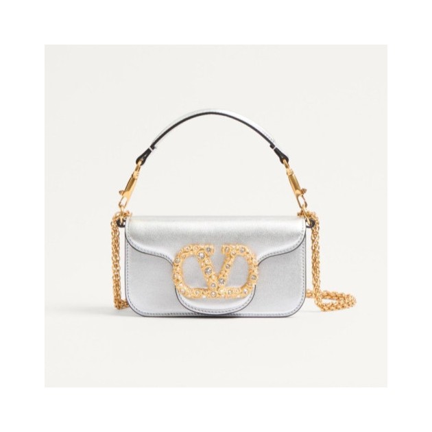 VALENTINO 발렌티노 가라바니 로코 주얼 로고 장식 라미네이트 카프스킨 스몰 숄더백