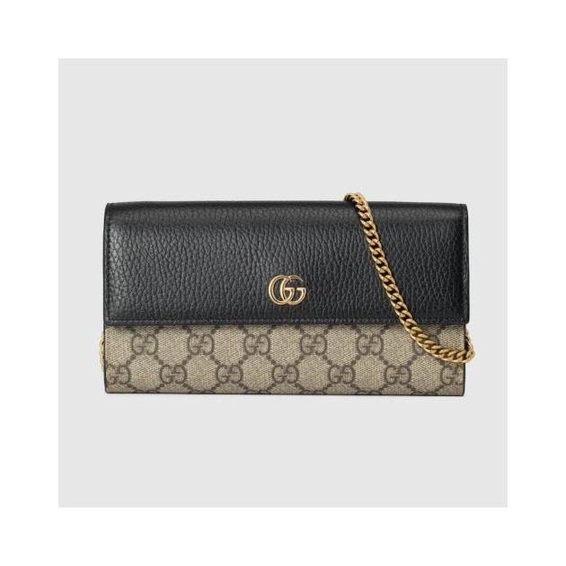 GUCCI 구찌 GG 마몽 체인 달린 바이컬러 지갑 ‎546585