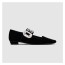 ROGER VIVIER 로저비비에 여성용 크리스탈 벨벳 메리 제인 발레 플랫 0074