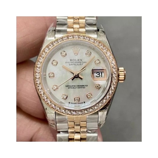 ROLEX 로렉스 레이디 데이저스트 MOP 다이얼 다이아베젤 콤비 28mm 27917