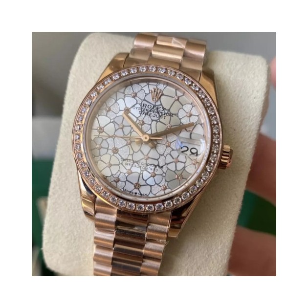 ROLEX 로렉스 여성용 데이저스트 플로럴 다이얼 다이아베젤 31mm 278285