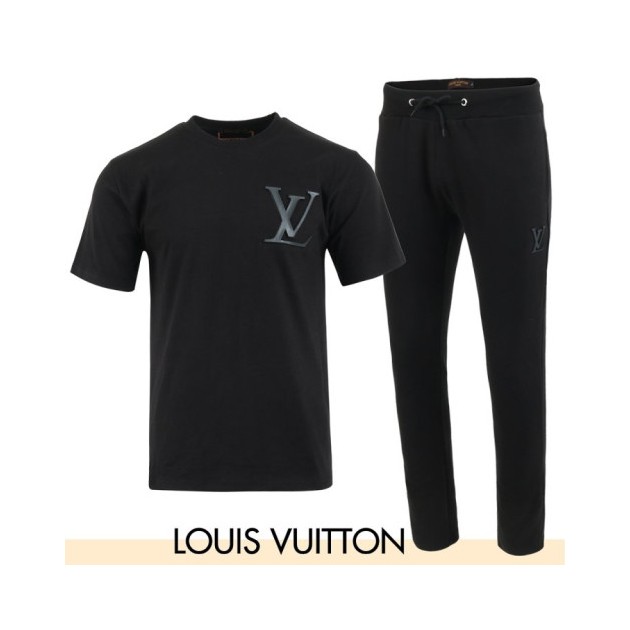 LOUIS VUITTON 루이비통 투톤 엠보 나염 반팔 & 긴바지 셋트