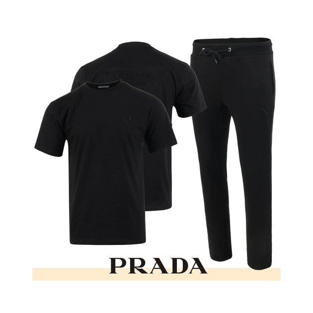 PRADA 프라다 백로고 엠보 로고 반팔 & 긴바지 셋트