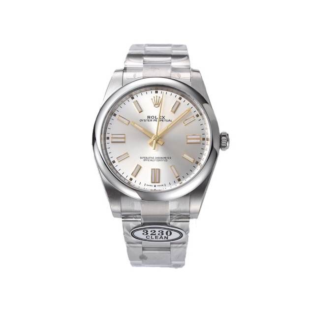 ROLEX 로렉스 오이스터 퍼페츄얼 실버 다이얼 바인덱스 SS 브레이슬릿 41mm