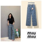 MIUMIU 미우미우 전판 로고 스트레이트진