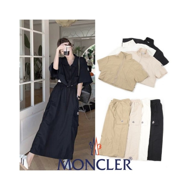 MONCLER 뭉클레어 우븐 크롭 투피스 롱치마 세트