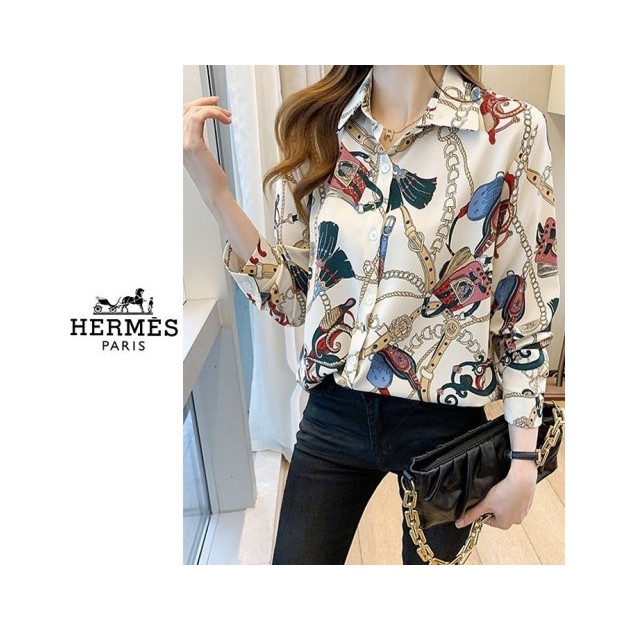 HERMES 에르메스 체인패턴 블라우스