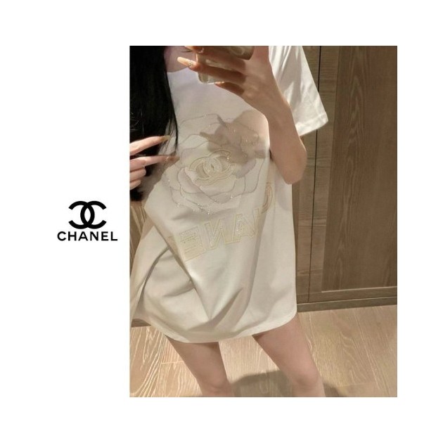 CHANEL 샤넬 로즈 비즈라운드티
