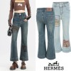 HERMES 에르메스 자수 그래픽 프린트 부츠컷