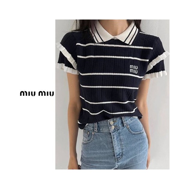 MIUMIU 미우미우 이단 프릴 카라 니트 2COLOR