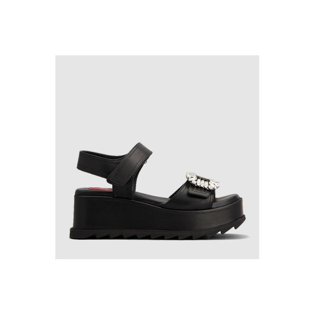 ROGER VIVIER 로저비비에 여성용 슬라이디 비브 가죽 웨지 샌들 7754 2COLOR