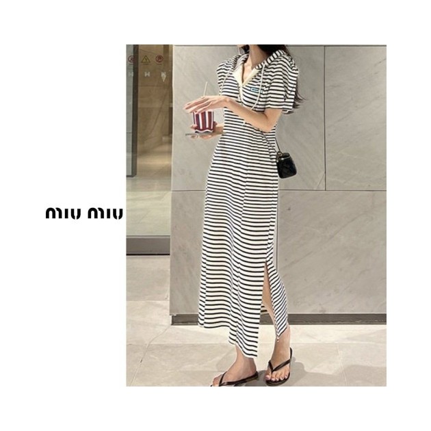 MIUMIU 미우미우 퍼프 단가라 후드 원피스 2COLOR