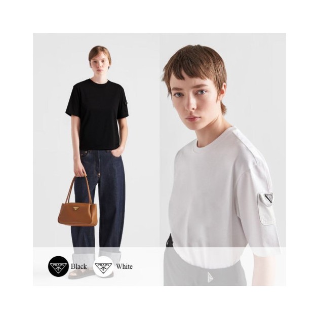 PRADA 프라다 소매 포켓 저지 티셔츠