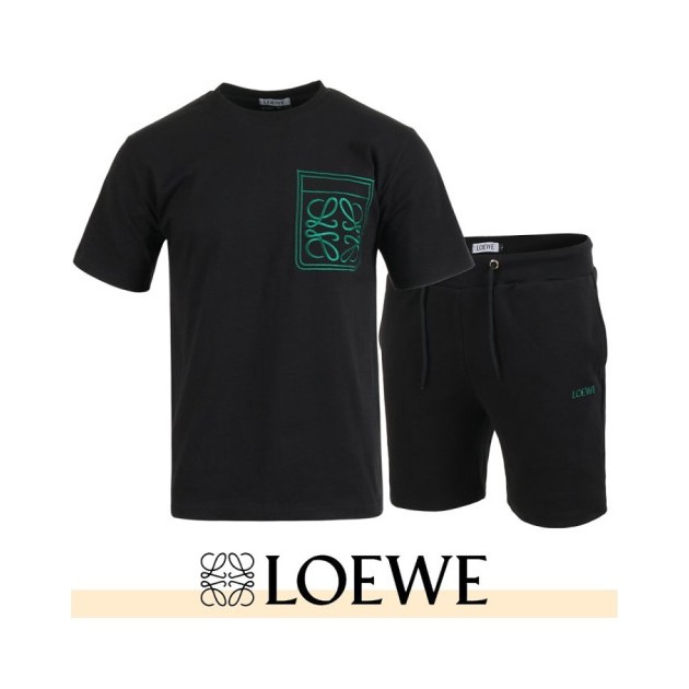 LOEWE 로에베 그린 자수 반팔 & 반바지 셋트