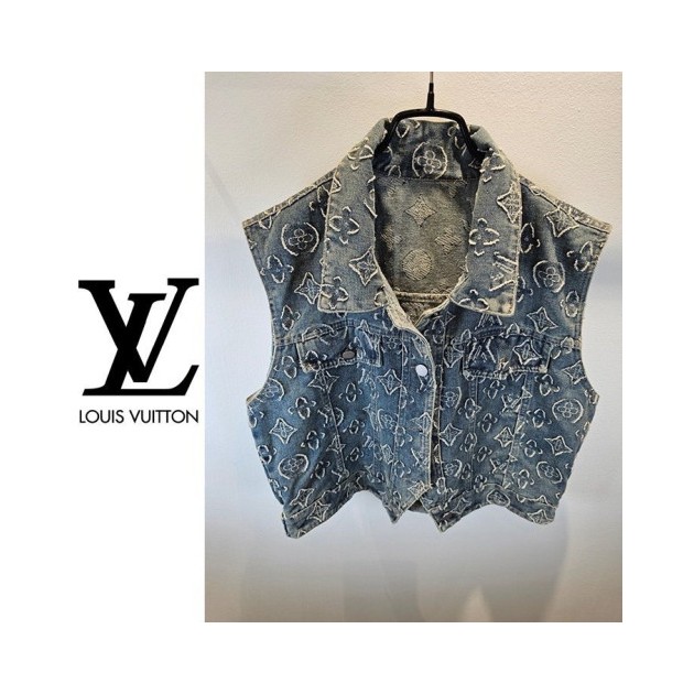 LOUIS VUITTON 루이비통 자카드 빈티지 데님베스트